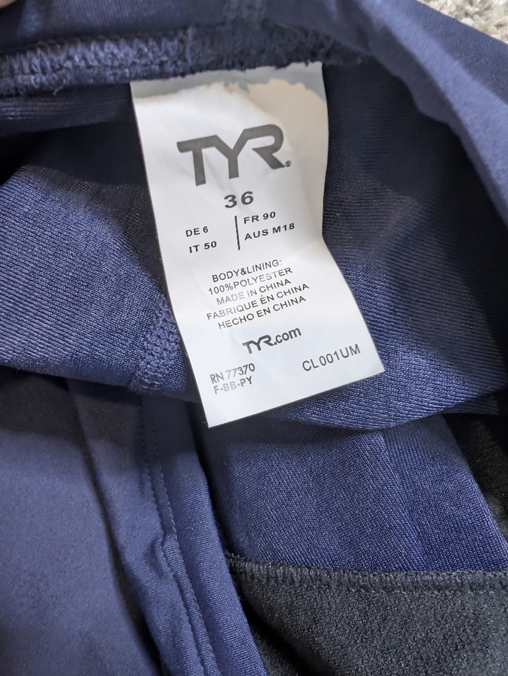 NWT Men's TYR Durafast Jammer Solid Navy 36 - Picture 4 of 6